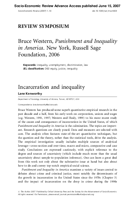 (PDF) Book review of "Punishment and Inequality in America"