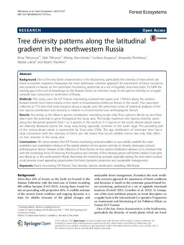 (PDF) Tree diversity patterns along the latitudinal gradient in the ...