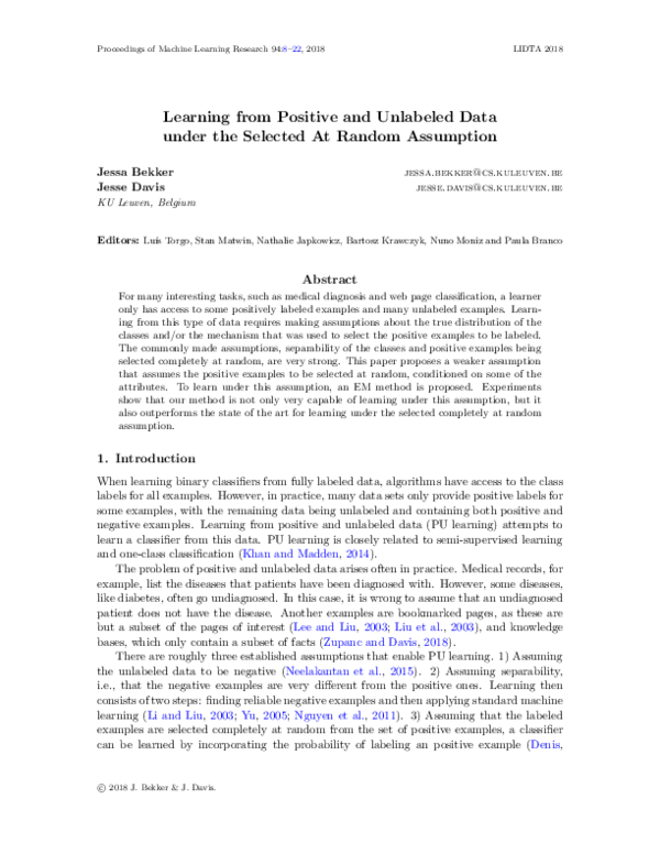 (PDF) Learning from Positive and Unlabeled Data under the Selected At ...