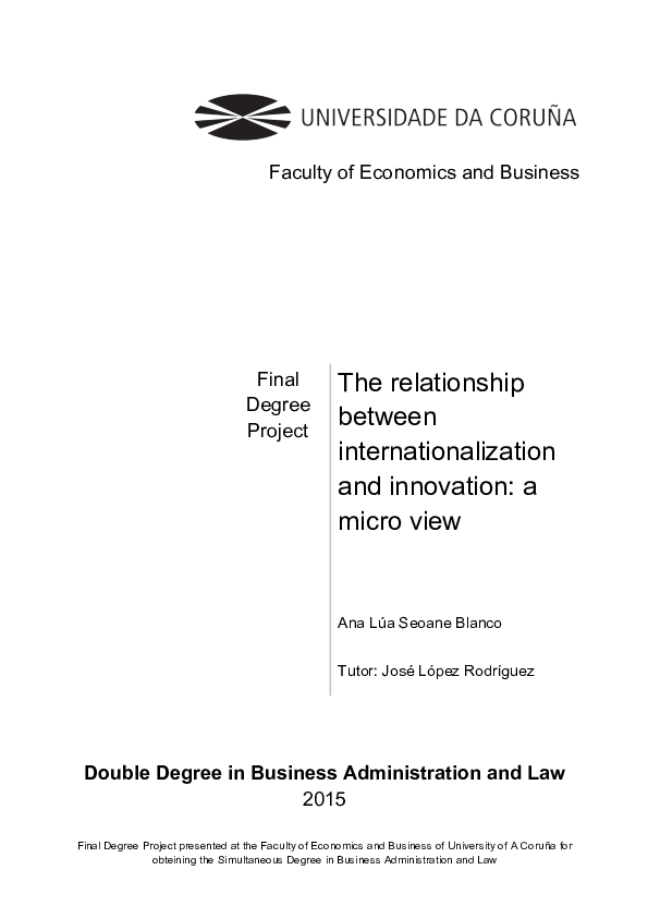 (PDF) The relationship between internationalization and innovation : a ...