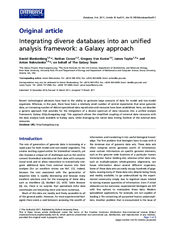 (PDF) Integrating diverse databases into an unified analysis framework ...