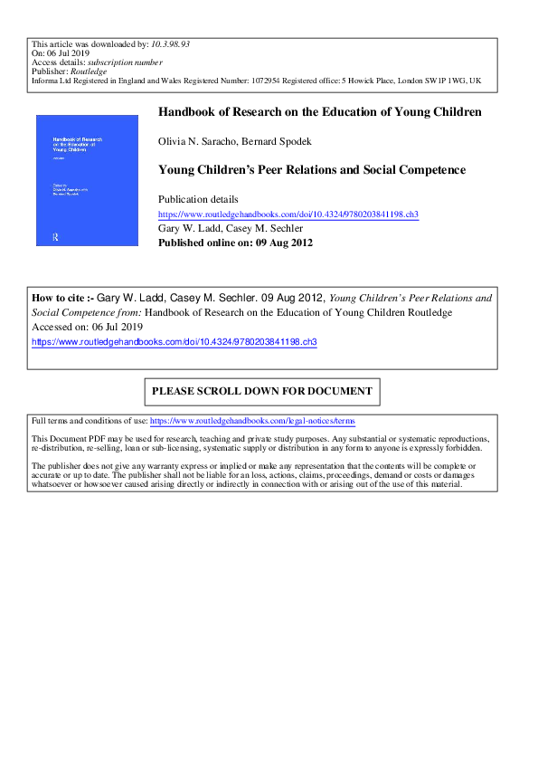(PDF) Handbook of Research on the Education of Young Children