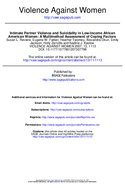 (PDF) Intimate partner violence and suicidality in low-income African ...