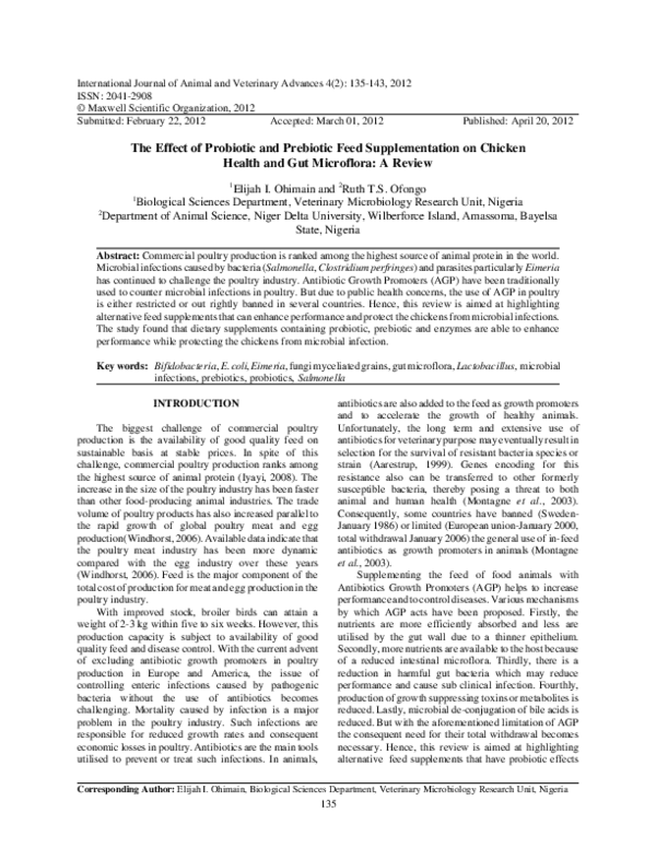 (PDF) The Effect of Probiotic and Prebiotic Feed Supplementation on ...