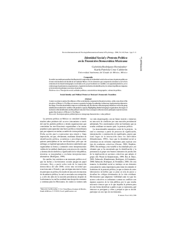 (PDF) Identidad Social y Protesta Poltica en la Transicin Democrtica ...