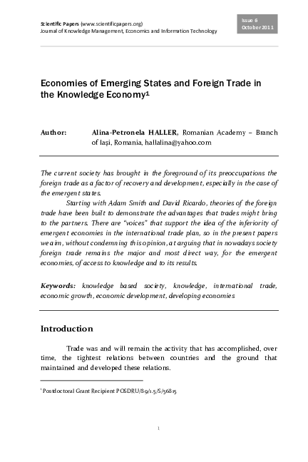(PDF) Economies of Emerging States and Foreign Trade in the Knowledge ...