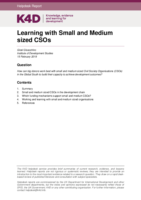 (PDF) Learning with Small and Medium-Sized CSOs
