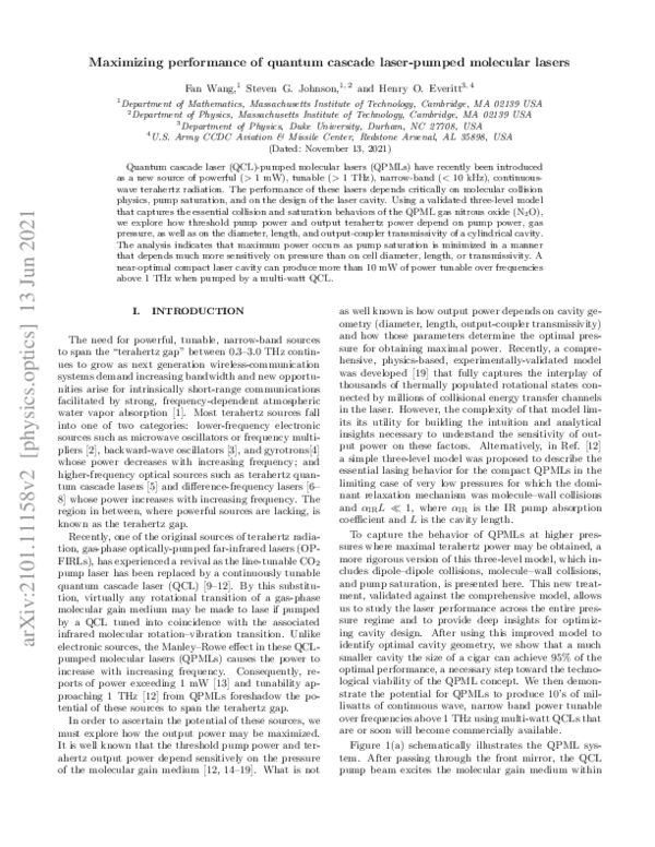 (PDF) Maximizing Performance of Quantum Cascade Laser-Pumped Molecular ...