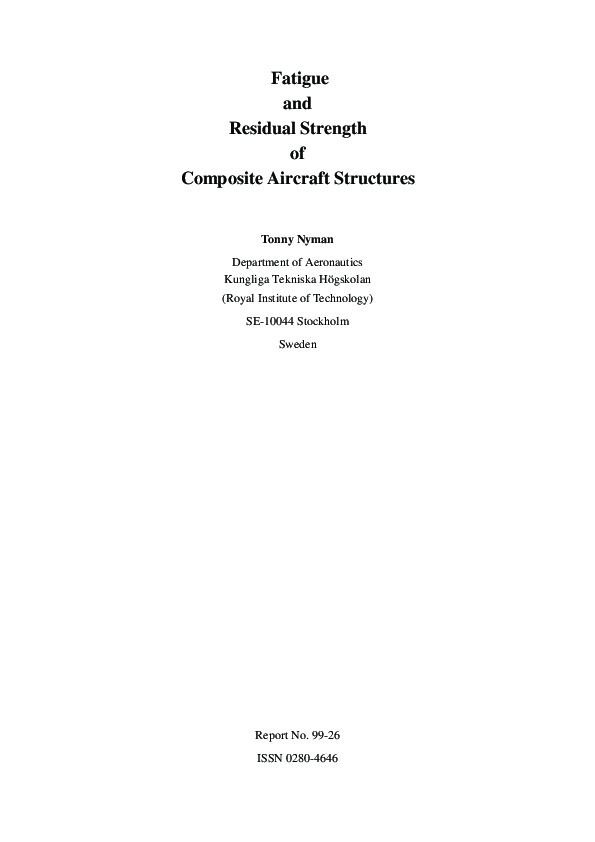 (PDF) Fatigue and residual strength of composite aircraft structures