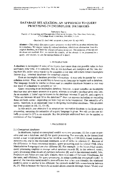 (PDF) Database relaxation: An approach to query processing in ...