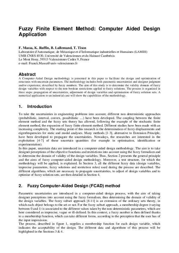 (PDF) Fuzzy finite element method: computer aided design application
