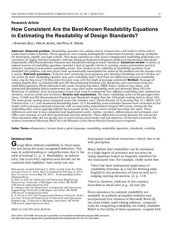 (PDF) How Consistent Are the Best-Known Readability Equations in ...