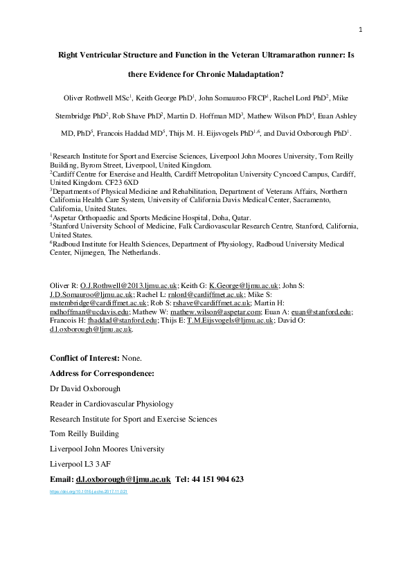 (PDF) Right Ventricular Structure and Function in the Veteran ...