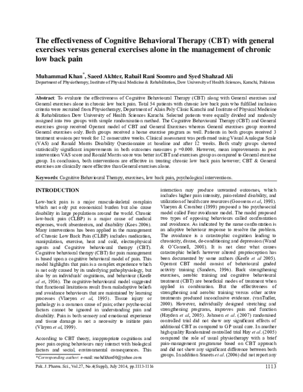(PDF) The effectiveness of Cognitive Behavioral Therapy (CBT) with ...