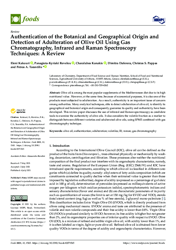 (PDF) Authentication of the Botanical and Geographical Origin and ...