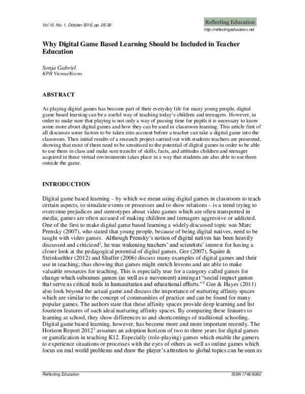 (PDF) Why Digital Game Based Learning Should be Included in Teacher ...