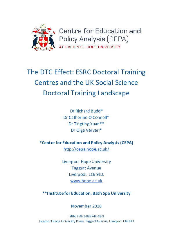 (PDF) The DTC Effect:ESRC Doctoral Training Centres and the UK Social ...
