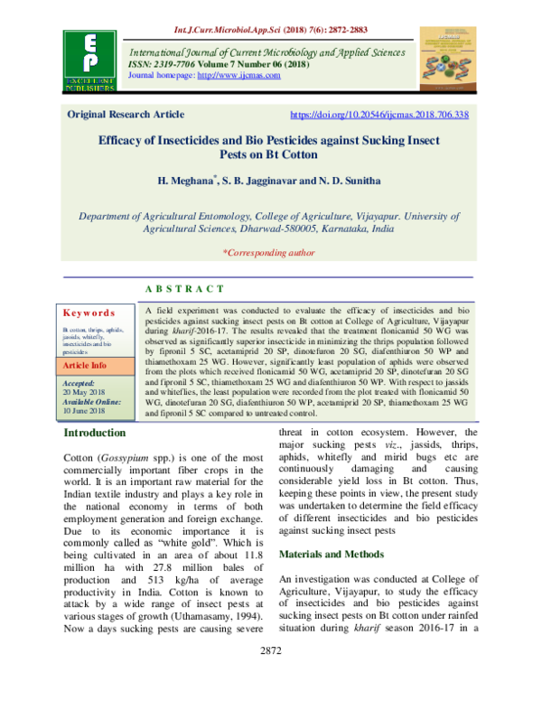 (PDF) Efficacy of insecticides and biopesticides against hadda beetle ...