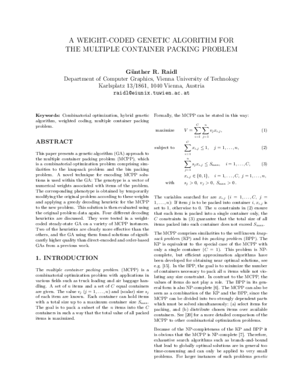 (PDF) A weight-coded genetic algorithm for the multiple container ...