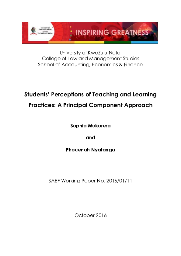 (PDF) Students’ Perceptions of Teaching and Learning Practices: A ...