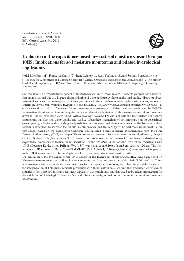 (PDF) Evaluation of the capacitance-based low cost soil moisture sensor ...