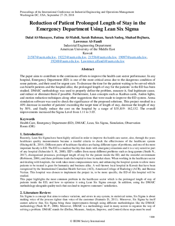 (PDF) Reduction of Patient Prolonged Length of Stay in the Emergency ...