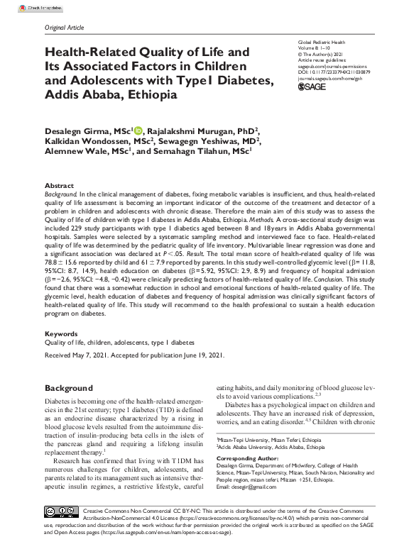 (PDF) Health-Related Quality of Life and Its Associated Factors in ...