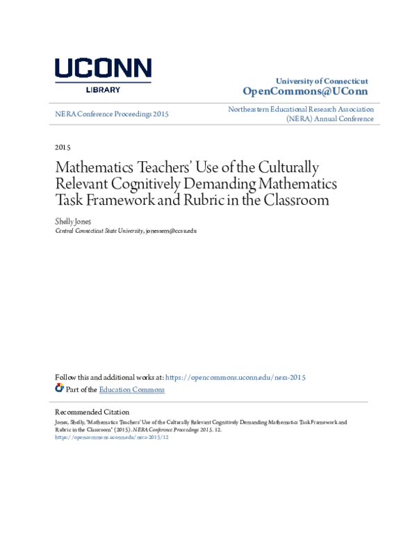 (PDF) Mathematics Teachers’ Use of the Culturally Relevant Cognitively ...