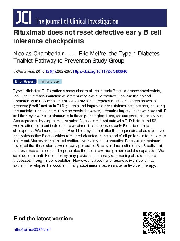 (PDF) Rituximab does not reset defective early B cell tolerance checkpoints