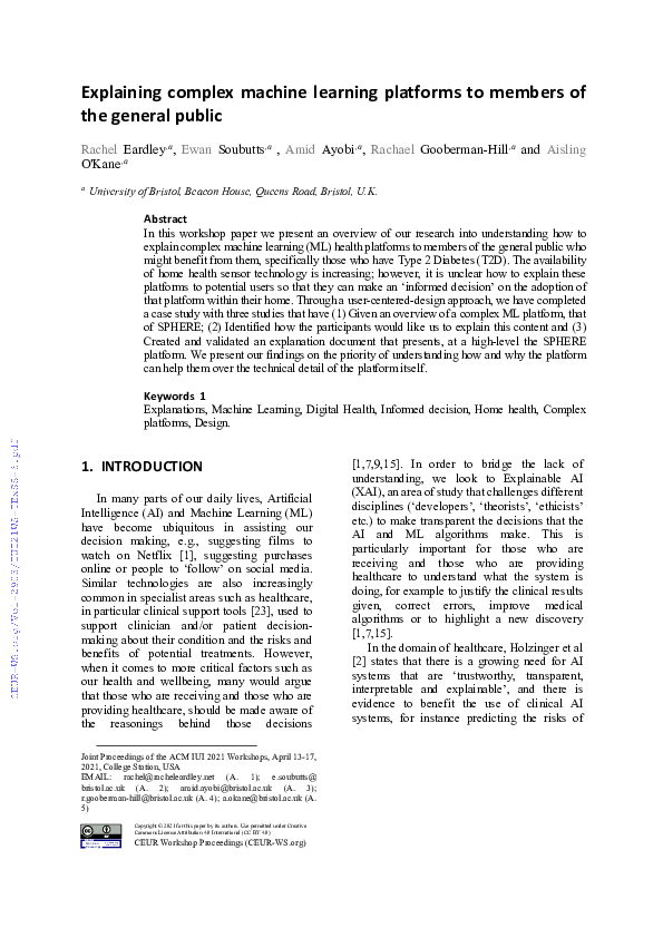(PDF) Explaining complex machine learning platforms to members of the ...