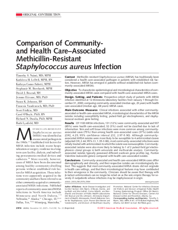 (PDF) Comparison of Community- and Health Care–Associated Methicillin ...
