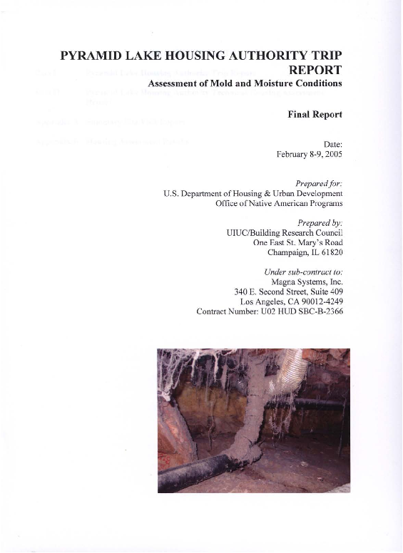 (PDF) Pyramid Lake Housing Authority Trip Report Assessment of Mold