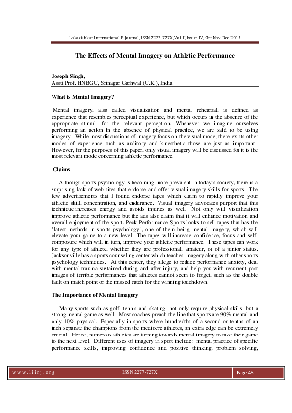 (PDF) The Effects of Mental Imagery on Athletic Performance