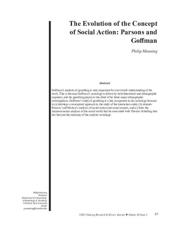 (PDF) The Evolution of the Concept of Social Action: Parsons and Goffman