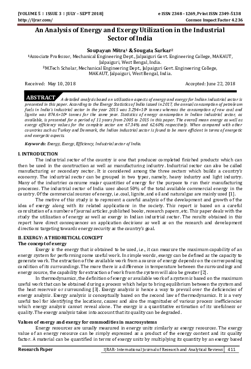 (PDF) An Analysis of Energy and Exergy Utilization in the Industrial ...