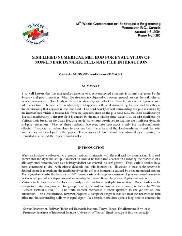 (PDF) Simplified Numerical Method for Evaluation of Non-Linear Dynamic ...