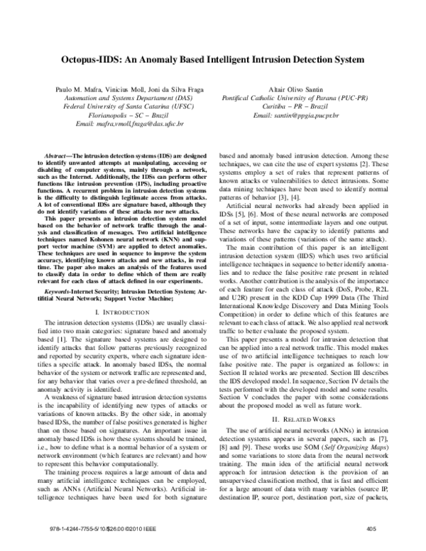 (PDF) Octopus-IIDS: An anomaly based intelligent intrusion detection system