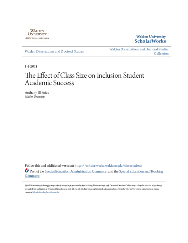(PDF) The Effect of Class Size on Inclusion Student Academic Success