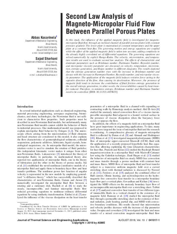 (PDF) Second Law Analysis of Magneto-Micropolar Fluid Flow Between ...