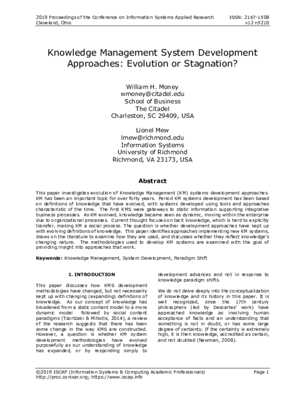 (PDF) Knowledge Management System Development Approaches: Evolution or ...