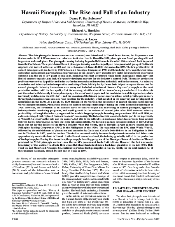 (PDF) Hawaii Pineapple Rise and Fall of an Industry johnny lopez Academia.edu