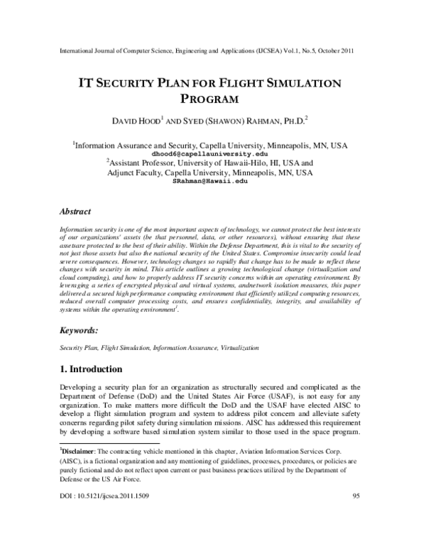 (PDF) IT Security Plan for Flight Simulation Program