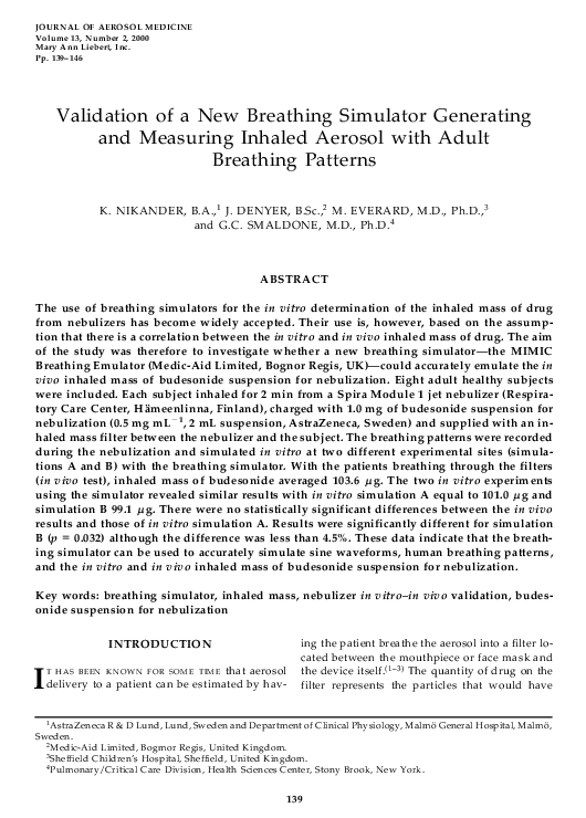 (PDF) Validation of a New Breathing Simulator Generating and Measuring ...