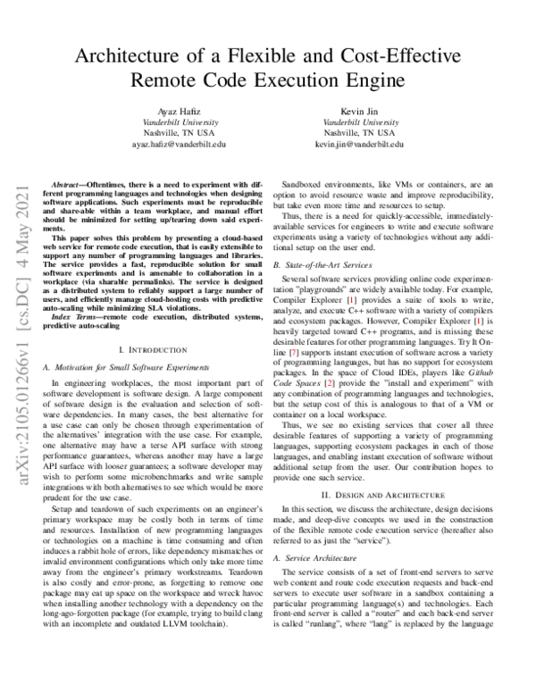 (PDF) Architecture of a Flexible and Cost-Effective Remote Code ...