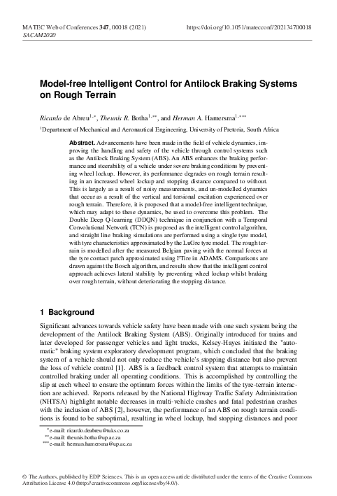 (PDF) Model-free Intelligent Control for Antilock Braking Systems on ...