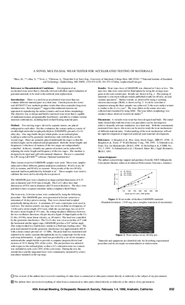 (PDF) A Novel Multiaxial Wear Tester for Accelerated Testing of ...