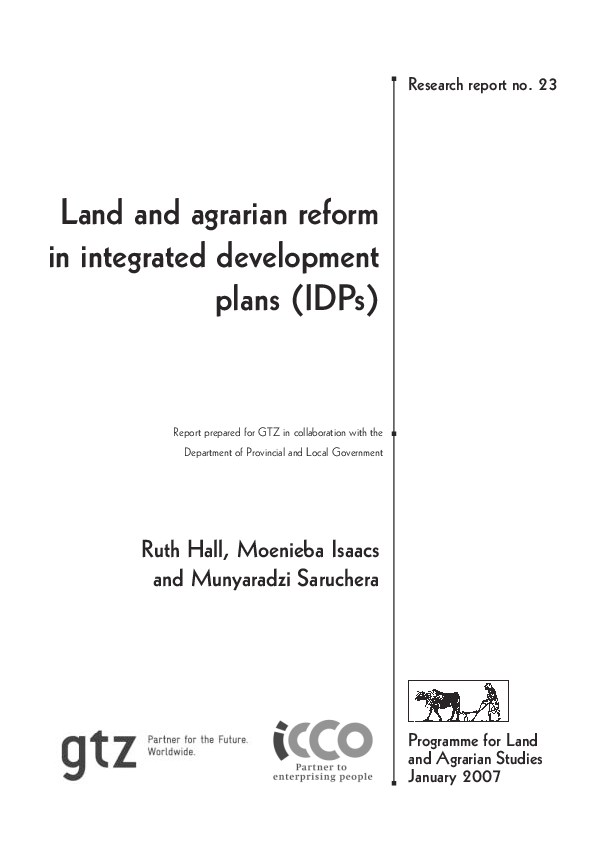 (PDF) Land and agrarian reform in integrated development plans (IDPs)