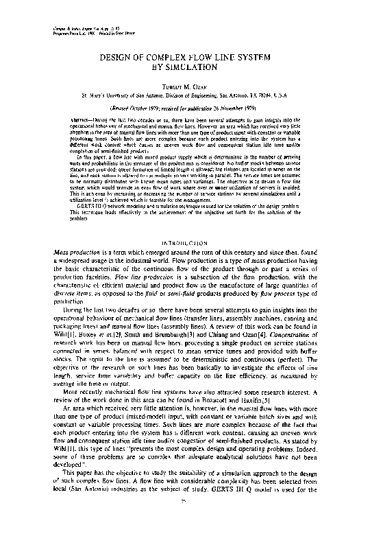 (PDF) Design of complex flow line system by simulation | Murat Ozan ...