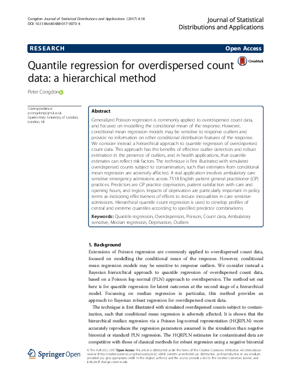 (PDF) Quantile regression for overdispersed count data: a hierarchical ...