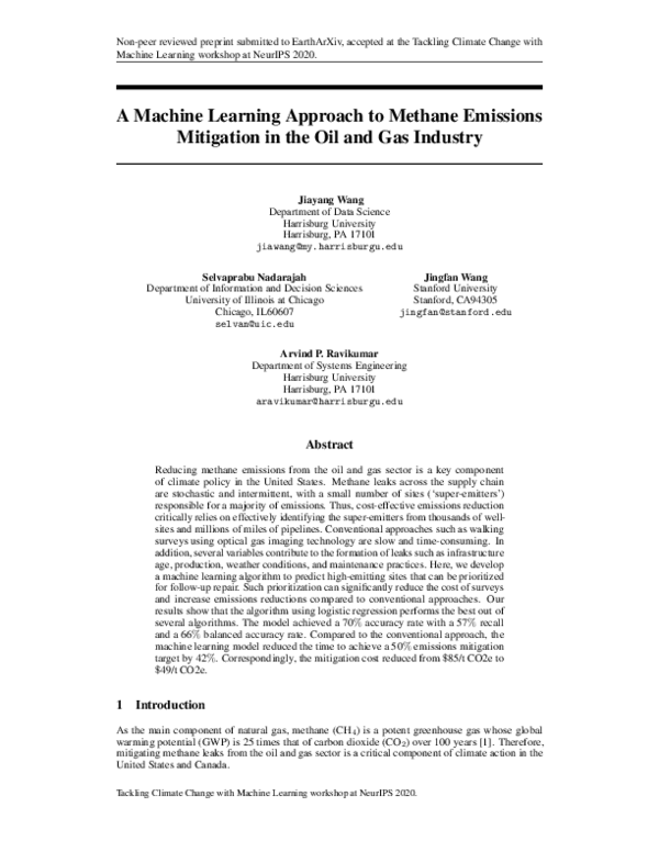 (PDF) A Machine Learning Approach to Methane Emissions Mitigation in ...